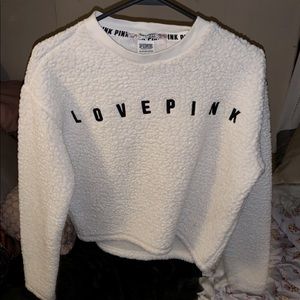 vs “pink” sherpa sweater